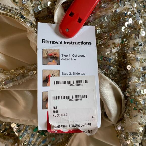 MAC DUGGAL 5018 Dress 2 Cassandra Stone Sequin Gown Plunging Neckline High Slit - Picture 14 of 16